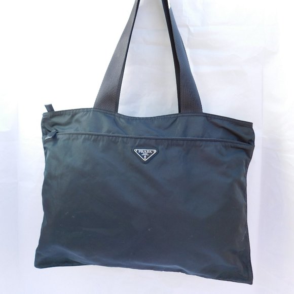 Prada Handbags - AUTHENTIC PRADA VELA  DARK GRAY NYLON TOTE BAG